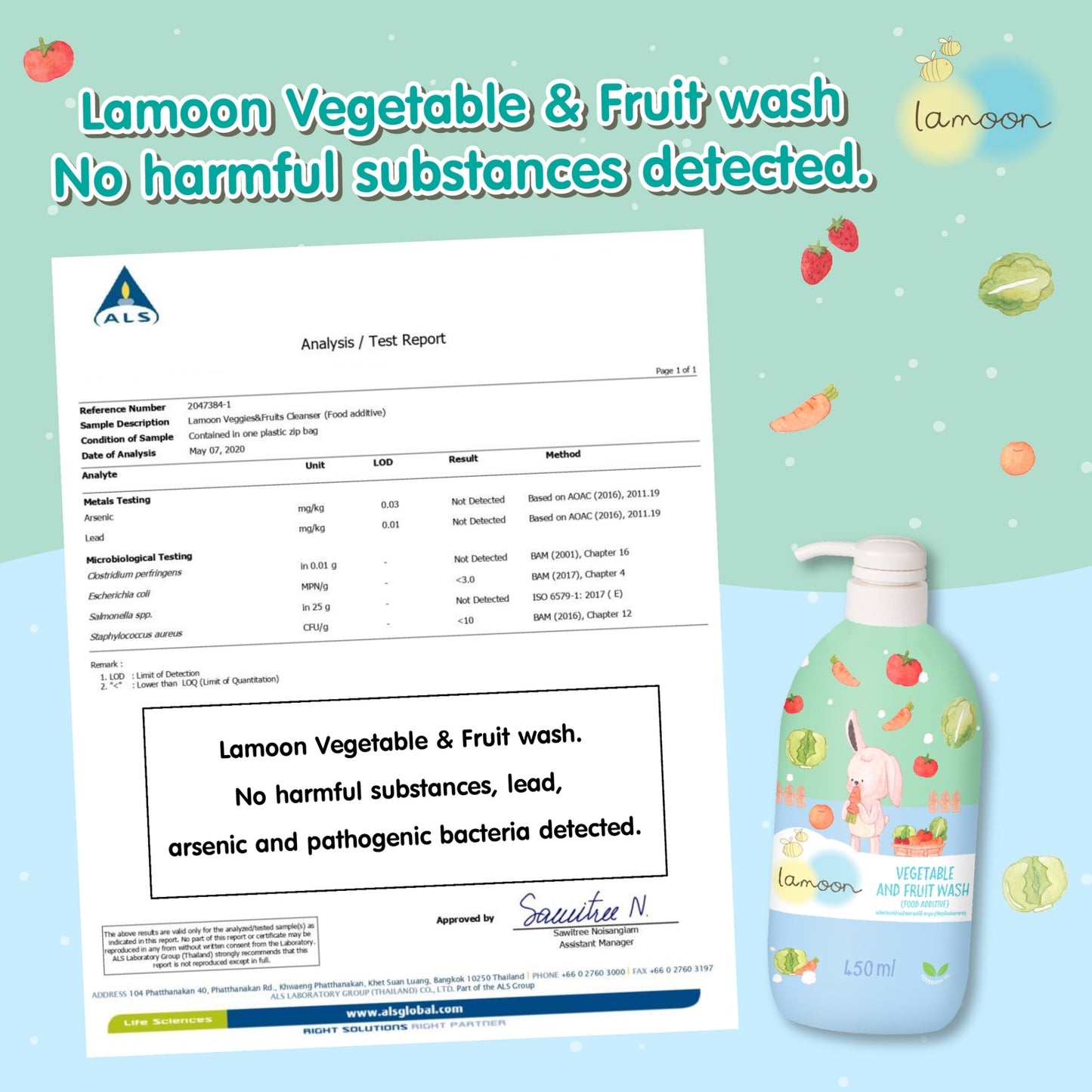 Lamoon Vegetable & Fruit Wash (Pump) 450ml