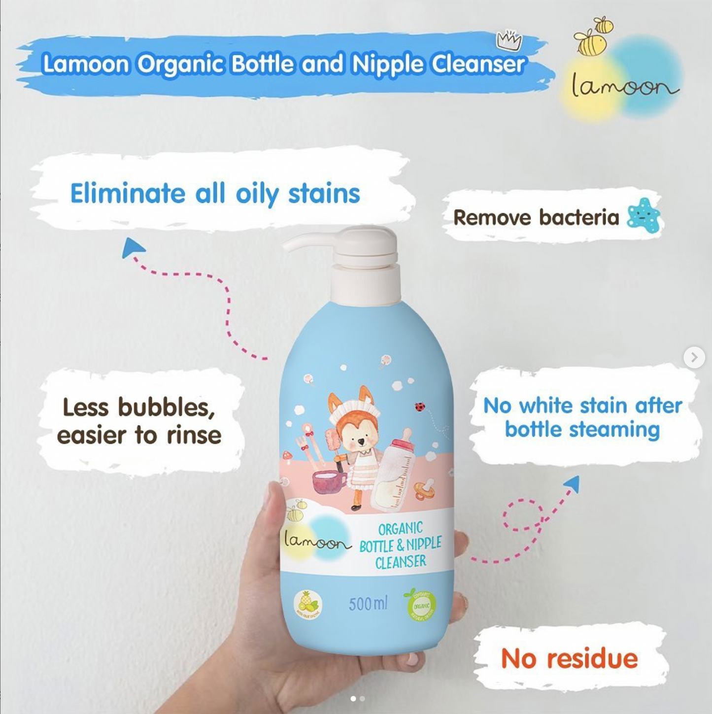 Lamoon Organic Bottle & Nipple Cleanser 500ml